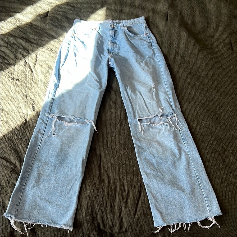Distressed Light Blue Jeans